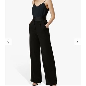 NWT French Connection Amato Suiting Wide Leg Trousers Black - Size 4 Small